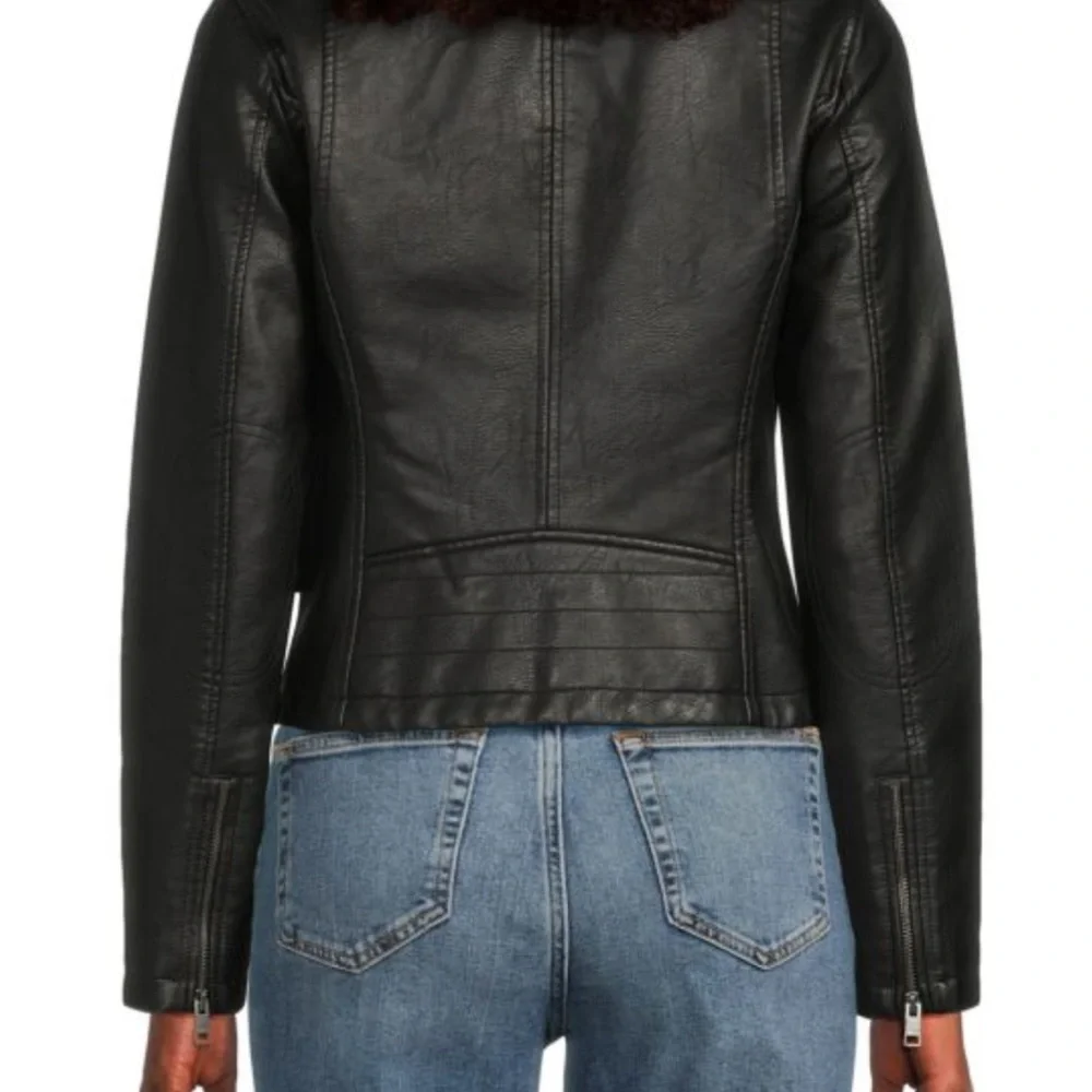 Levi’s Black Faux Leather Moto Biker Jacket — Women’s Medium - Picture 11 of 13